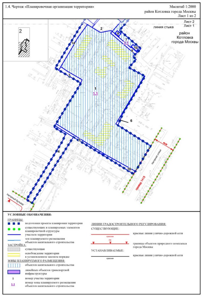 Постановление Правительства Москвы от 02.09.2025 N 2167-ПП "Об утверждении проекта планировки территории, ограниченной улицей Ремизова, Нагорной улицей, Нагорным бульваром и Севастопольским проспектом". Рис. 1